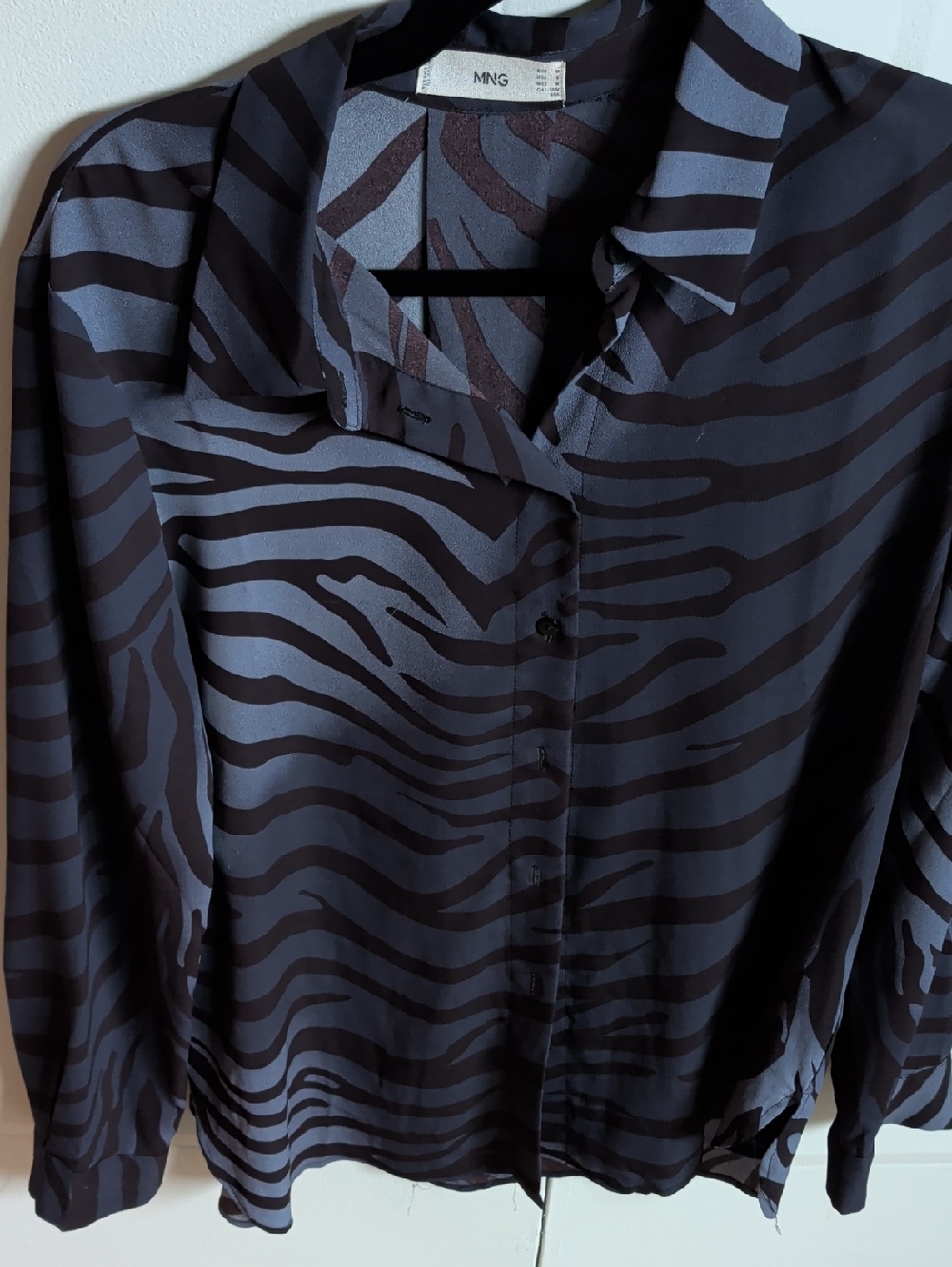 MANGO MNG BLUE ZEBRA PRINT BLOUSE SHIRT  6